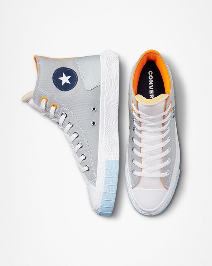 Dámské Boty Vysoké Converse Chuck Taylor Alt Star Reflective Shine Šedé Bílé Oranžové | CZ AIHZ43